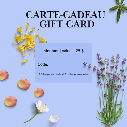 Carte-cadeau Pravi cosmétiques naturels
